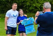9 August 2023; Leinster player Liam Turner with Alice Lawrence pose for a photograph during the Bank of Ireland Leinster Rugby Summer Camp at MU Barnhall RFC in Leixlip, Kildare. Photo by Piaras Ó Mídheach/Sportsfile