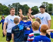 9 August 2023; Leinster players Liam Turne, left, and Thomas Clarkson during the Bank of Ireland Leinster Rugby Summer Camp at MU Barnhall RFC in Leixlip, Kildare. Photo by Piaras Ó Mídheach/Sportsfile