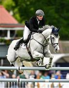 9 August 2023; Daniel Coyle of Ireland competes on Gisborne VDL during Longines FEI Dublin Horse Show - Sport Ireland Classic at the RDS in Dublin. Photo by Sam Barnes/Sportsfile