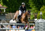 9 August 2023; Conor Swail of Ireland competes on Theo during Longines FEI Dublin Horse Show - Sport Ireland Classic at the RDS in Dublin. Photo by Sam Barnes/Sportsfile