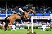 10 August 2023; Michael Pender of Ireland competes on HHS Vancouver in the Speed Derby during the Longines FEI Dublin Horse Show at the RDS in Dublin. Photo by Sam Barnes/Sportsfile