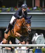 10 August 2023; Jessica Burke of Ireland competes on Inpulss in the Speed Derby during the Longines FEI Dublin Horse Show at the RDS in Dublin. Photo by Sam Barnes/Sportsfile