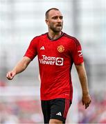 6 August 2023; Christian Eriksen of Manchester United during the pre-season friendly match between Manchester United and Athletic Bilbao at the Aviva Stadium in Dublin. Photo by Ben McShane/Sportsfile