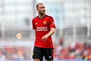 6 August 2023; Christian Eriksen of Manchester United during the pre-season friendly match between Manchester United and Athletic Bilbao at the Aviva Stadium in Dublin. Photo by Ben McShane/Sportsfile