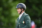 11 August 2023; Shane Sweetnam of Ireland during the Longines FEI Jumping Nations Cup™ of Ireland international competition during the 2023 Longines FEI Dublin Horse Show at the RDS in Dublin. Photo by David Fitzgerald/Sportsfile