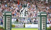 11 August 2023; Shane Sweetnam of Ireland competes on James Kann Cruz during the Longines FEI Jumping Nations Cup™ of Ireland international competition during the 2023 Longines FEI Dublin Horse Show at the RDS in Dublin. Photo by David Fitzgerald/Sportsfile