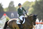 11 August 2023; Michael Pender of Ireland competes on Hhs Calais during the Longines FEI Jumping Nations Cup™ of Ireland international competition during the 2023 Longines FEI Dublin Horse Show at the RDS in Dublin. Photo by David Fitzgerald/Sportsfile