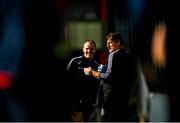 11 August 2023; Bohemians manager Declan Devine, right, and Bohemians first team coach Derek Pender before the SSE Airtricity Men's Premier Division match between St Patrick's Athletic and Bohemians at Richmond Park in Dublin. Photo by Eóin Noonan/Sportsfile