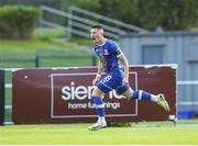 11 August 2023; Ronan Coughlan of Waterford celebrates after scoring his side's first goal during the SSE Airtricity Men's First Division match between Waterford and Galway United at RSC in Waterford. Photo by Michael P Ryan/Sportsfile