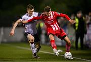 11 August 2023; Fabrice Hartmann of Sligo Rovers in action against Darragh Leahy of Dundalk during the SSE Airtricity Men's Premier Division match between Dundalk and Sligo Rovers at Oriel Park in Dundalk, Louth. Photo by Ben McShane/Sportsfile