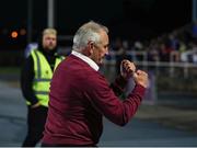 11 August 2023; Galway United manager John Caulfield celebrates after the SSE Airtricity Men's First Division match between Waterford and Galway United at RSC in Waterford. Photo by Michael P Ryan/Sportsfile