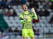11 August 2023; Galway United goalkeeper Brendan Clarke reacts during the SSE Airtricity Men's First Division match between Waterford and Galway United at RSC in Waterford. Photo by Michael P Ryan/Sportsfile