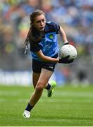 30 July 2023; Lily Monahan, Scoil Naomh Iósaf, Baltinglass, Wicklow, representing Dublin, during the INTO Cumann na mBunscol GAA Respect Exhibition Go Games at the GAA Football All-Ireland Senior Championship final match between Dublin and Kerry at Croke Park in Dublin. Photo by Eóin Noonan/Sportsfile