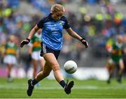 30 July 2023; Freya Coogan, Moneenroe NS, Castlecomer, Kilkenny, representing Dublin, during the INTO Cumann na mBunscol GAA Respect Exhibition Go Games at the GAA Football All-Ireland Senior Championship final match between Dublin and Kerry at Croke Park in Dublin. Photo by Eóin Noonan/Sportsfile