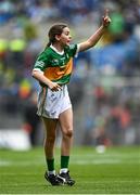 30 July 2023; Eimhear Bennett, St Paul's, Cabra, Down, representing Kerry, during the INTO Cumann na mBunscol GAA Respect Exhibition Go Games at the GAA Football All-Ireland Senior Championship final match between Dublin and Kerry at Croke Park in Dublin. Photo by Eóin Noonan/Sportsfile
