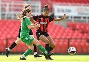 12 August 2023; Emma O'Brien of Killarney Celtic in action against Ellen Meaney of Bohemians FC Waterford during the FAI Women's U17 Cup Final match between Bohemians FC Waterford and Killarney Celtic at Turners Cross in Cork. Photo by Eóin Noonan/Sportsfile