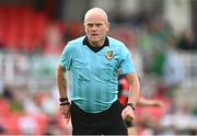 12 August 2023; Referee Mark O'Connell during the FAI Women's U17 Cup Final match between Bohemians FC Waterford and Killarney Celtic at Turners Cross in Cork. Photo by Eóin Noonan/Sportsfile