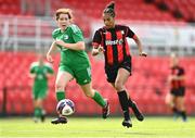 12 August 2023; Ellen Meaney of Bohemians FC Waterford in action against Lauren Neff of Killarney Celtic during the FAI Women's U17 Cup Final match between Bohemians FC Waterford and Killarney Celtic at Turners Cross in Cork. Photo by Eóin Noonan/Sportsfile