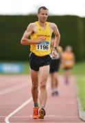 12 August 2023; Ross Alexander of Coolquill AC competing in the men's vet40 5000m walk during the 123.ie National Masters Track and Field Championships at in Tullamore, Offaly. Photo by Seb Daly/Sportsfile