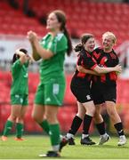 12 August 2023; Ellis McHugh of Bohemians FC Waterford, left, celebrates with team-mate Elle Kavangagh after scoring her side's first goal during the FAI Women's U17 Cup Final match between Bohemians FC Waterford and Killarney Celtic at Turners Cross in Cork. Photo by Eóin Noonan/Sportsfile