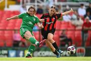12 August 2023; Eve Culhane of Killarney Celtic in action against Holly Butler of Bohemians FC Waterford during the FAI Women's U17 Cup Final match between Bohemians FC Waterford and Killarney Celtic at Turners Cross in Cork. Photo by Eóin Noonan/Sportsfile