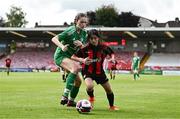 12 August 2023; Fiadh Costin of Bohemians fc Waterford in action against Lucy O'Connor of Killarney Celtic during the FAI Women's U17 Cup Final match between Bohemians FC Waterford and Killarney Celtic at Turners Cross in Cork. Photo by Eóin Noonan/Sportsfile