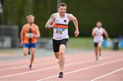 12 August 2023; Rodger Condon of St Finbarr's AC, Cork, on his way to winning the men's vet35 200m during the 123.ie National Masters Track and Field Championships at in Tullamore, Offaly. Photo by Seb Daly/Sportsfile