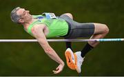12 August 2023; Alan Delaney of Killarney Valley AC competing in the men's vet40 high jump during the 123.ie National Masters Track and Field Championships at in Tullamore, Offaly. Photo by Seb Daly/Sportsfile