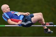 12 August 2023; Alan Giblin of Loch Lurgan AC competing in the men's vet50 high jump during the 123.ie National Masters Track and Field Championships at in Tullamore, Offaly. Photo by Seb Daly/Sportsfile