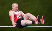 12 August 2023; Matt Ryan of Gowran AC competing in the men's vet35 high jump during the 123.ie National Masters Track and Field Championships at in Tullamore, Offaly. Photo by Seb Daly/Sportsfile
