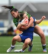 12 August 2023; Naoise O’Reilly of Leinster is tackled by Clara Barrett of Connacht during the Vodafone Women’s Interprovincial Championship match between Connacht and Leinster at The Sportsground in Galway. Photo by Ramsey Cardy/Sportsfile
