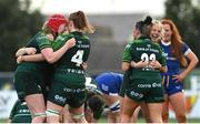 12 August 2023; Connacht players celebrate after the Vodafone Women’s Interprovincial Championship match between Connacht and Leinster at The Sportsground in Galway. Photo by Ramsey Cardy/Sportsfile