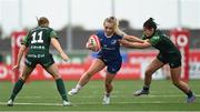 12 August 2023; Aoife Dalton of Leinster is tackled by Clara Barrett, right, and Laoise McGonagle of Connacht during the Vodafone Women’s Interprovincial Championship match between Connacht and Leinster at The Sportsground in Galway. Photo by Ramsey Cardy/Sportsfile