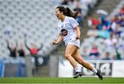 13 August 2023; Trina Duggan of Kildare celebrates after scoring her side's first goal during the 2023 TG4 All-Ireland Ladies Intermediate Football Championship Final match between Clare and Kildare at Croke Park in Dublin. Photo by Seb Daly/Sportsfile