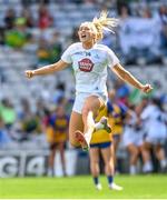 13 August 2023; Roisin Byrne of Kildare celebrates after winning the 2023 TG4 All-Ireland Ladies Intermediate Football Championship Final match between Clare and Kildare at Croke Park in Dublin. Photo by Ramsey Cardy/Sportsfile