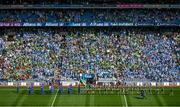13 August 2023; Both teams parade behind The Artane Band before the 2023 TG4 LGFA All-Ireland Senior Championship Final match between Dublin and Kerry at Croke Park in Dublin. Photo by Ramsey Cardy/Sportsfile