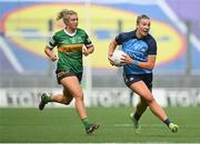 13 August 2023; Jennifer Dunne of Dublin and Niamh Ní Chonchúir of Kerry during the 2023 TG4 LGFA All-Ireland Senior Championship Final match between Dublin and Kerry at Croke Park in Dublin. Photo by Seb Daly/Sportsfile