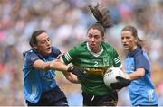 13 August 2023; Eilís Lynch of Kerry in action against Hannah Tyrrell of Dublin during the 2023 TG4 LGFA All-Ireland Senior Championship Final match between Dublin and Kerry at Croke Park in Dublin. Photo by Seb Daly/Sportsfile