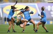 13 August 2023; Leah Caffrey of Dublin in action against Louise Ní Mhuircheartaigh of Kerry during the 2023 TG4 LGFA All-Ireland Senior Championship Final match between Dublin and Kerry at Croke Park in Dublin. Photo by Seb Daly/Sportsfile