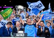 13 August 2023; Dublin captain Carla Rowe lifts the Brendan Martin Cup after the 2023 TG4 LGFA All-Ireland Senior Championship Final match between Dublin and Kerry at Croke Park in Dublin. Photo by Seb Daly/Sportsfile