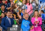 13 August 2023; Carla Rowe of Dublin lifts Brendan Martin Cup after her side's victory in the 2023 TG4 LGFA All-Ireland Senior Championship Final match between Dublin and Kerry at Croke Park in Dublin. Photo by John Sheridan/Sportsfile