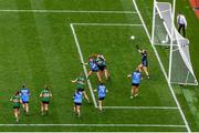 13 August 2023; Louise Ní Mhuircheartaigh of Kerry scores her side's first goal, under pressure from Dublin's Leah Caffrey, left, and Niamh Donlon, during the 2023 TG4 LGFA All-Ireland Senior Championship Final match between Dublin and Kerry at Croke Park in Dublin. Photo by Seb Daly/Sportsfile