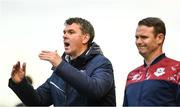 13 August 2023; Drogheda United manager Kevin Doherty and assistant manager Daire Doyle, right, during the SSE Airtricity Men's Premier Division match between Derry City and Drogheda United at The Ryan McBride Brandywell Stadium in Derry. Photo by Stephen McCarthy/Sportsfile