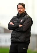 13 August 2023; Derry City manager Ruaidhrí Higgins during the SSE Airtricity Men's Premier Division match between Derry City and Drogheda United at The Ryan McBride Brandywell Stadium in Derry. Photo by Stephen McCarthy/Sportsfile