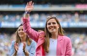 13 August 2023; 2021 and 2022 Meath All-Ireland winning captain Shauna Ennis is honoured at half-time of the TG4 LGFA All-Ireland Senior Championship Final at Croke Park in Dublin. Photo by Seb Daly/Sportsfile