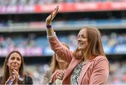 13 August 2023; 2013 Cork All-Ireland winning captain Ann Marie Walsh is honoured at half-time of the TG4 LGFA All-Ireland Senior Championship Final at Croke Park in Dublin. Photo by Seb Daly/Sportsfile