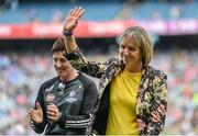 13 August 2023; 2000 Mayo All-Ireland winning captain Maria Staunton is honoured at half-time of the TG4 LGFA All-Ireland Senior Championship Final at Croke Park in Dublin. Photo by Seb Daly/Sportsfile