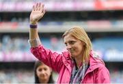 13 August 2023; 2004 Galway All-Ireland winning captain Annette Clarke is honoured at half-time of the TG4 LGFA All-Ireland Senior Championship Final at Croke Park in Dublin. Photo by Seb Daly/Sportsfile