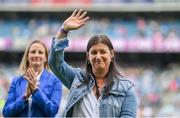 13 August 2023; 2002 Mayo All-Ireland winning captain Christina Heffernan is honoured at half-time of the TG4 LGFA All-Ireland Senior Championship Final at Croke Park in Dublin. Photo by Seb Daly/Sportsfile