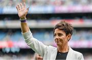 13 August 2023; 1997 Monaghan All-Ireland winning captain Angela Larkin is honoured at half-time of the TG4 LGFA All-Ireland Senior Championship Final at Croke Park in Dublin. Photo by Seb Daly/Sportsfile